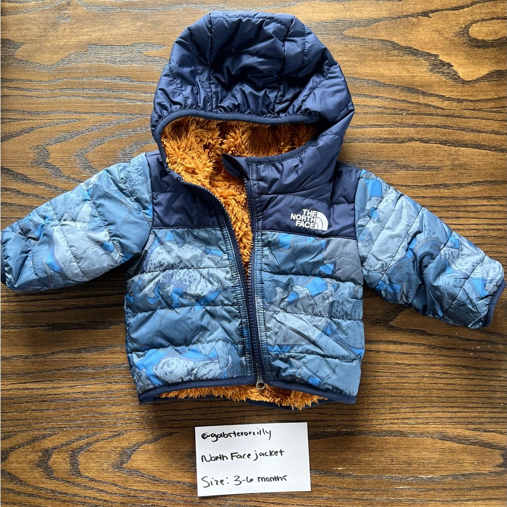 The North Face Blue and Brown Reversible Baby Jacket